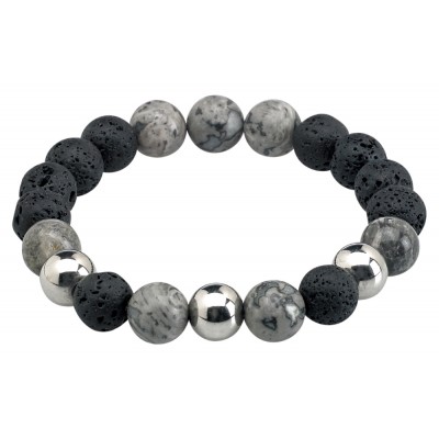 Bracelet Lava Ball Grey Obsidian