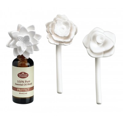 Ceramic Aroma Flower Diffuser 3pk w/ 30ml Protect