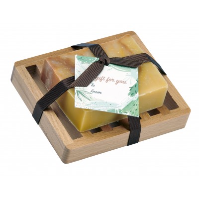 Patchouli Natural Herbal Bar Soap 4 oz - Soap Dish Gift Set 